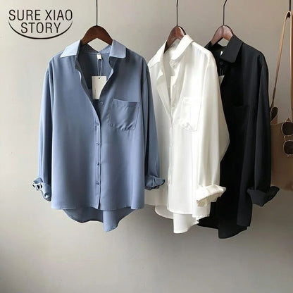 Sexy Puff Long Sleeve Ruffles Blouse Office Lady Buttons Women White Shirts V Neck Elegant Shirt Woman Fashion Female 26550