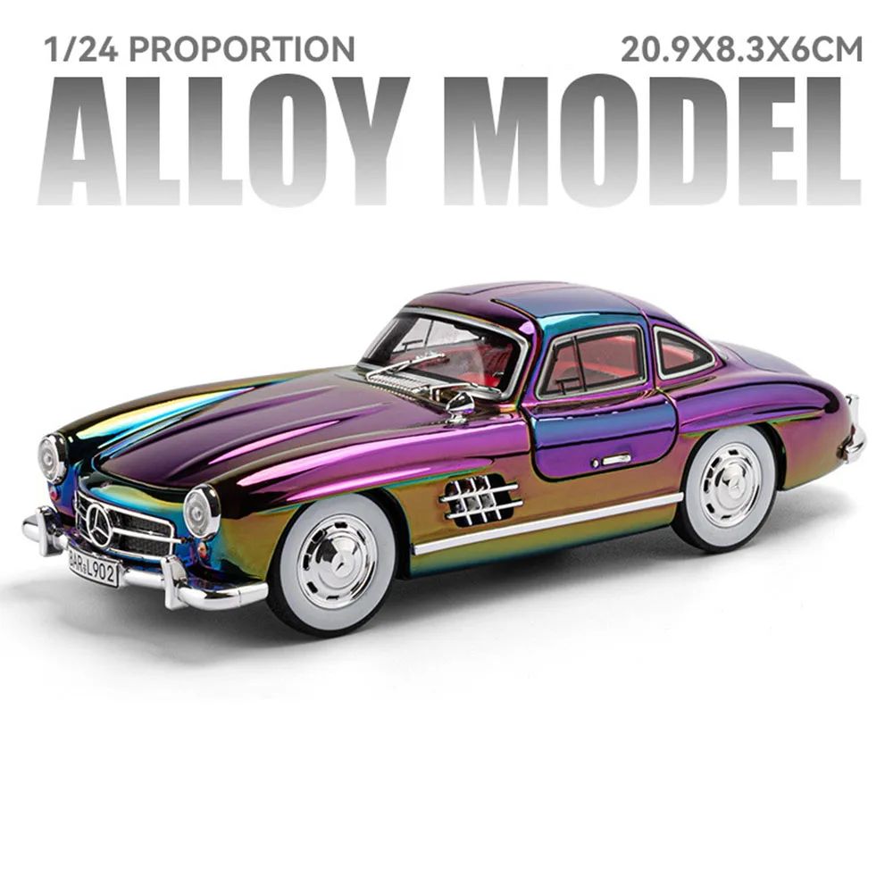 1:24 Visão GT 300SL Carro Esportivo Modelo Liga Fundida Brinquedos Som Luz Puxar para Trás Portas Abertas Veículos Miniatura Presentes para Crianças