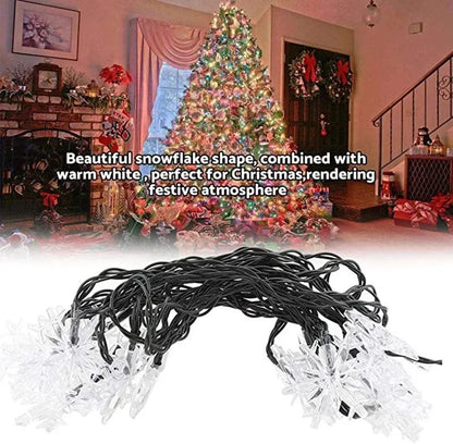 12m Solar Snowflake LED String Lights Fairy Lights Garland Outdoor New Year Christmas Tree Home Garden Decorations Lamp