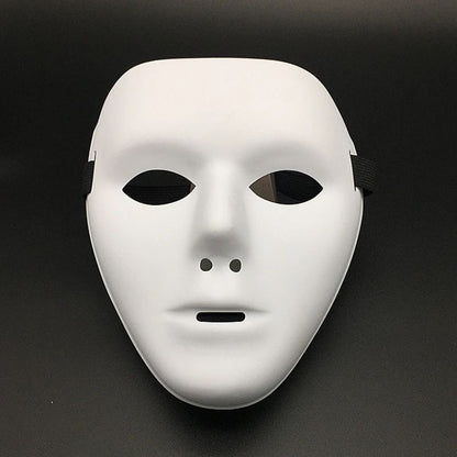 Halloween Props Masquerade Performance Full Face Mask Hand-painted White Street Dance Adult Eye Mask Death Clown Black Gold