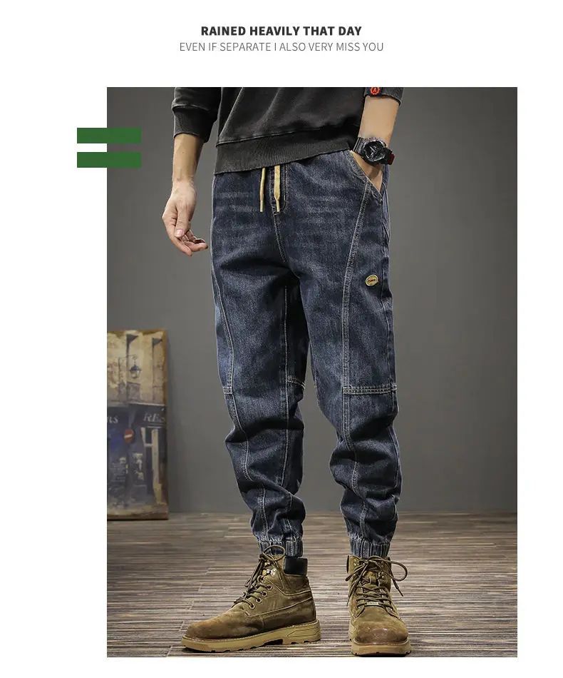 Calça Jeans Masculina Solta Moda Outono Inverno Calça Harem Casual Calça Comprida Roupa de Trabalho Confortável