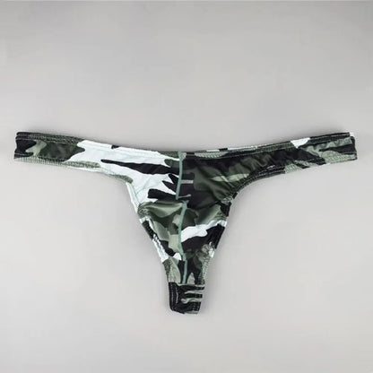 Big Men's Camouflage U Convex Underwear Sexy Elastic T-back Thong Plus Size Quick Drying Male Bikini Brief