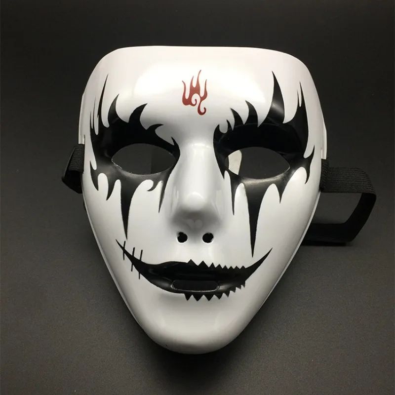 Halloween Props Masquerade Performance Full Face Mask Hand-painted White Street Dance Adult Eye Mask Death Clown Black Gold