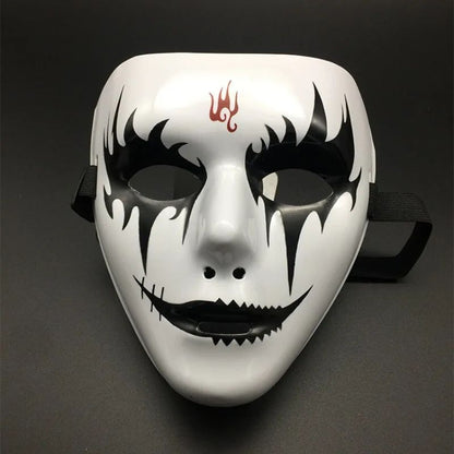 Halloween Props Masquerade Performance Full Face Mask Hand-painted White Street Dance Adult Eye Mask Death Clown Black Gold