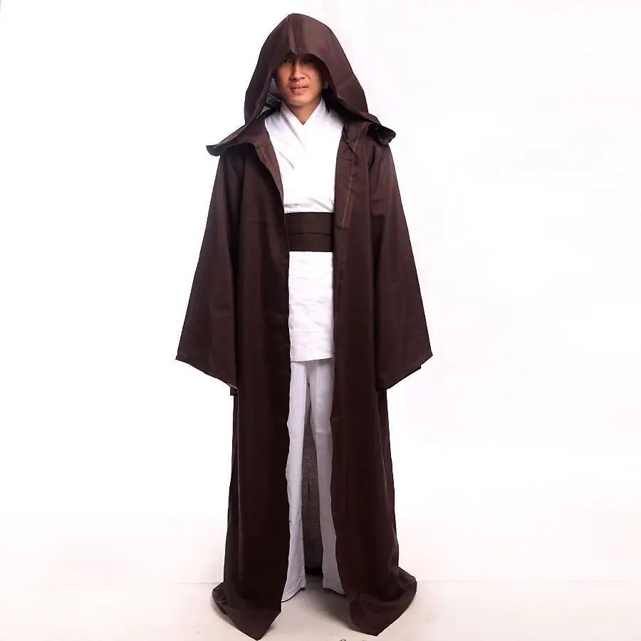 Mens Knight Brown Cloak Robe Hooded Cloak Costume Halloween Cosplay Hood Cloak  anime cosplay  cosplay costumes
