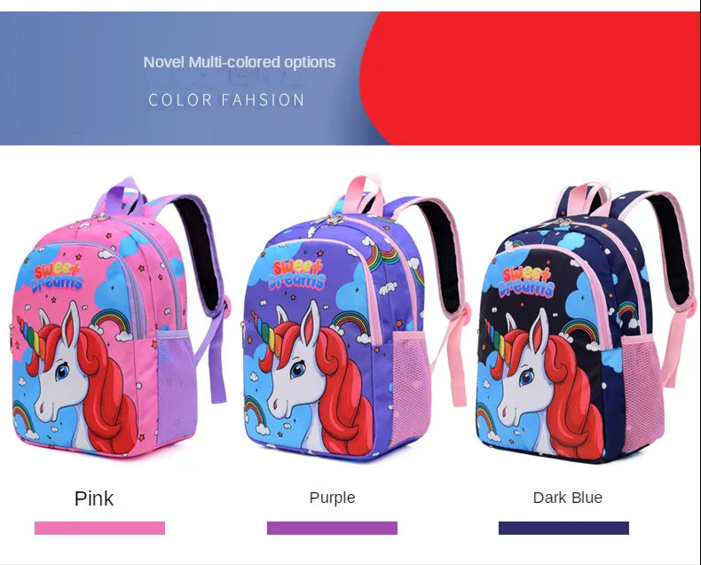 Bolsa Escolar Unicórnio de Desenho Animado para Meninos Meninas, Mochila Escolar de Grande Capacidade, Mochila de Jardim de Infância e Ensino Fundamental, Bolsa Infantil Kawaii