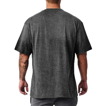 Summer Oversized Mens Cotton Loose Dropped Shoulder Fitness Summer Gym Sports Bodybuilding Short Sleeve T-shirt