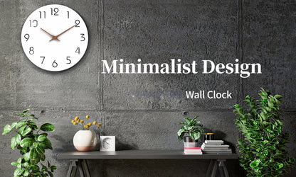 Wall Clock 12 Inch Silent Non Ticking Wood Wall Clocks Battery Operated Wooden White Modern Simple Minimalist Hanging Wall Clock