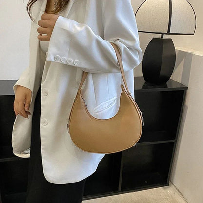 Fashion Luxury Design PU Leather Hobo Shoulder Bag Women Small Clutch Handbag Purse Female Underarm  Bag Travel Totes