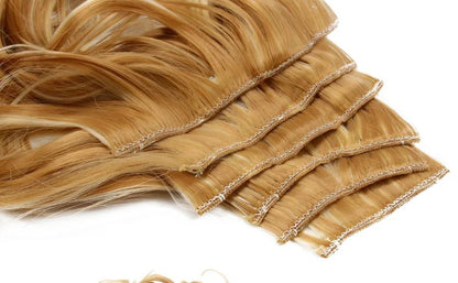 22 Polegadas Sintético Cabelo Liso Longo 16 Clipes 6 Peças/Conjunto Apliques de Cabelo Loiro Preto Resistente ao Calor Para Mulheres