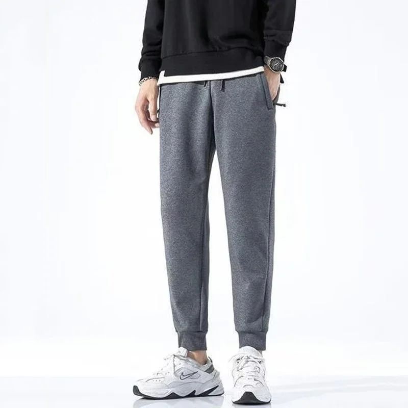 2025 New Men Loose Sweatpants Casual Elastic Drawstring Pants Male Elastic Waist Soft Casual Ankle Band Zipper Pockets Trousers