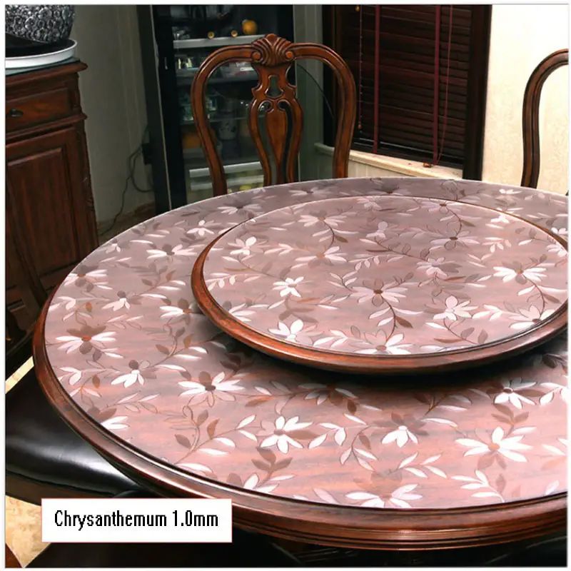 Round PVC Table Cloth Transparent Soft Glass Film Protection Pad Tablecloth Waterproof Oilprpoof Dining Kitchen Desk Protector
