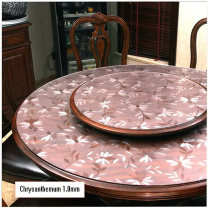 Round PVC Table Cloth Transparent Soft Glass Film Protection Pad Tablecloth Waterproof Oilprpoof Dining Kitchen Desk Protector