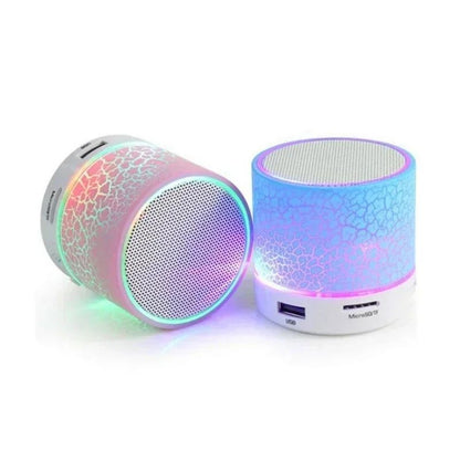 Mini alto-falante Bluetooth sem fio com LED rachado, cartão SD, USB, subwoofer, portátil, MP3, coluna de som para PC e celular