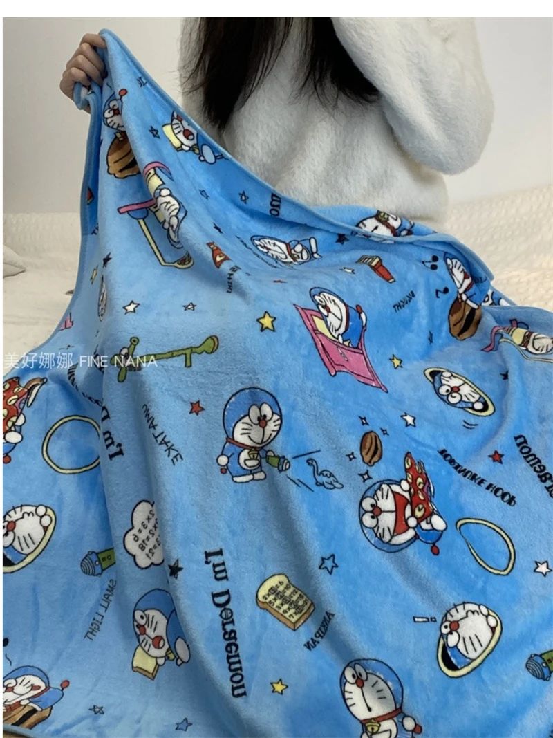 Desenho Animado Doraemon Cobertor de Flanela Macio Confortável Manta para Dormir Estilo Japonês Cobertor para Soneca Colcha para Quarto Menina Crianças