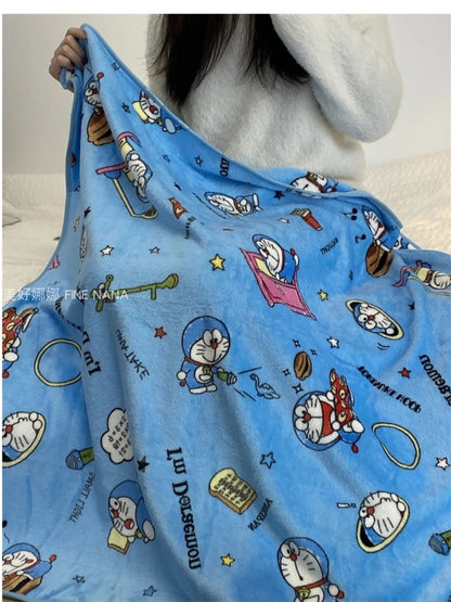 Desenho Animado Doraemon Cobertor de Flanela Macio Confortável Manta para Dormir Estilo Japonês Cobertor para Soneca Colcha para Quarto Menina Crianças