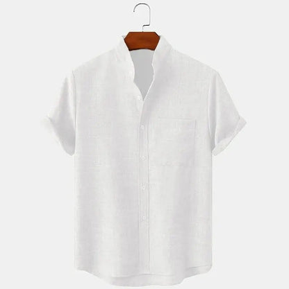 FEGKZLI Men's Fashion Short Sleeve 100% Cotton Linen Shirt Casual Oversized Loose Beach Shirts