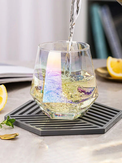 Taças de Vinho Borda Hexagonal 300ml Taça Transparente para Coquetéis Bar Festa Clube Banquete Utensílio para Beber Champanhe Limonada Água