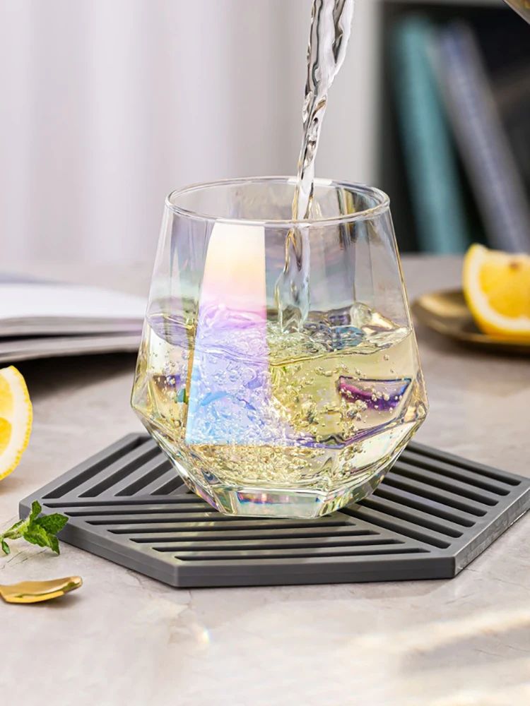 Taças de Vinho Borda Hexagonal 300ml Taça Transparente para Coquetéis Bar Festa Clube Banquete Utensílio para Beber Champanhe Limonada Água