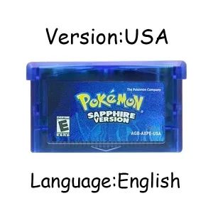 Jogo GBA Série Pokémon Cartucho de Videogame 32 Bits Cartão de Console Pokémon Emerald FireRed LeafGreen Ruby Sapphire Multi-idioma