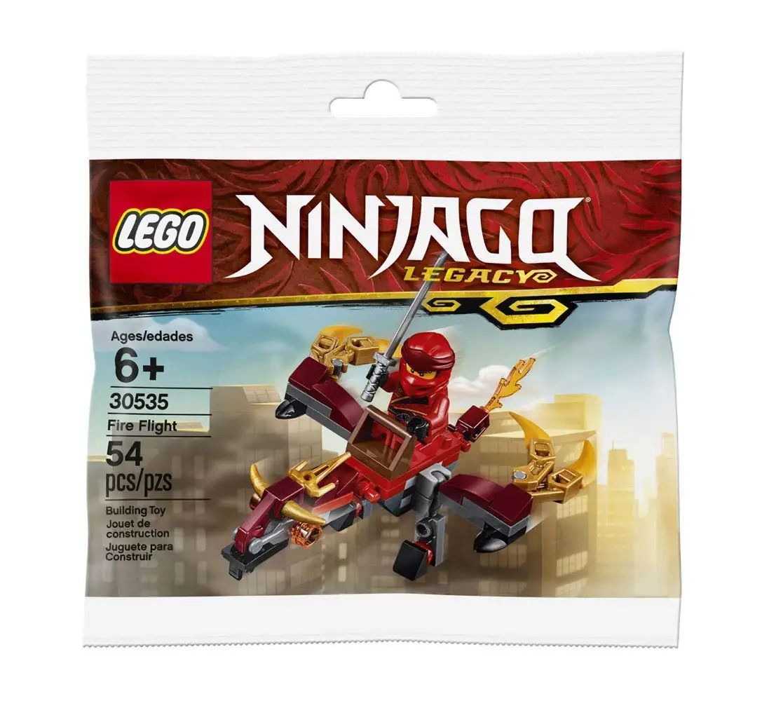 LEGO Ninjago Legacy Minifigura Kai (Polybag Dragão de Fogo) com Minifigura Kai com Espada e Planador Dragão do Kai Presente de Natal 30535