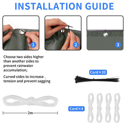 Waterproof Straight Edge Sun Shade Sail with Grommets Garden Sunscreen Pergola Shade Cover Canopy For Outdoor Garden Patio Tent