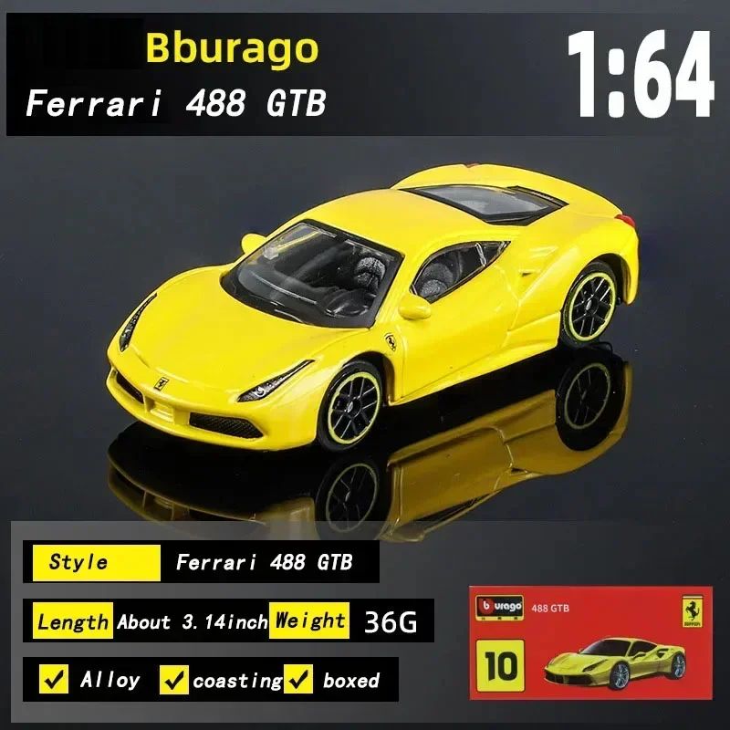 Burago 1:64 Ferrari Series SF90 488P Roma F430 F12 Liga de Carro Modelo Brinquedos Infantis Coleção de Presentes de Férias Modelo de Carro Atacado