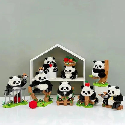 Blocos de Montar Miniatura Panda Fofo Animais de Zoológico Kawaii Brinquedos Educacionais Decoração Desenvolve Habilidades Manuais para Crianças