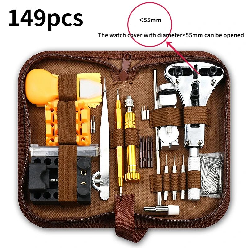 Kit de Ferramentas para Reparo de Relógios Removedor de Pinos de Pulseira Abridor de Caixa Removedor de Pinos de Mola Substituição de Bateria de Relógio Conjunto de Agulhas de Pulseira Acessórios