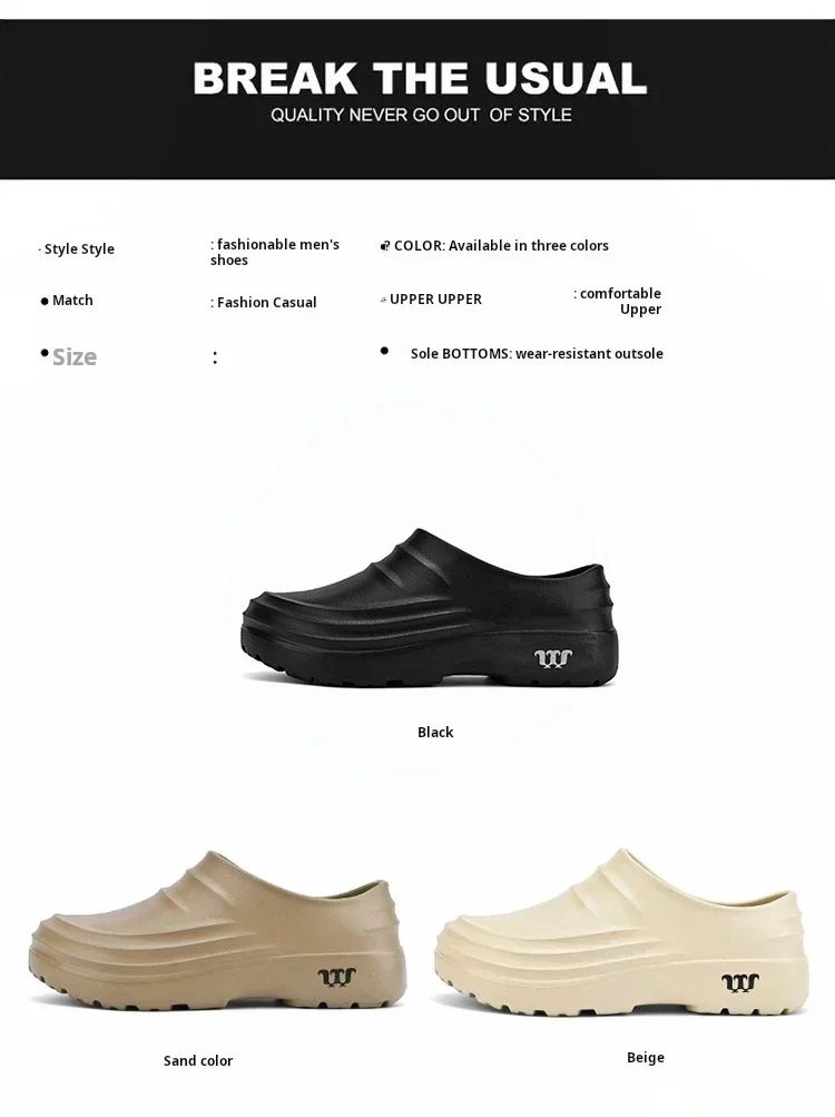 New Men's Casual Sandals Summer Chef Shoes Non-slip Fashion Trend Oil-resistant Work Shoes Outdoor Indoor Lazy Slippers