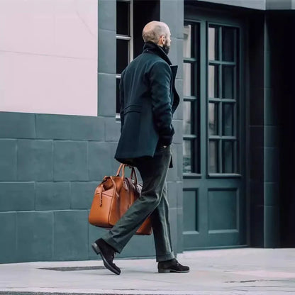 Pop Men's British Woolen Overcoat For Autumn And Winter 2024, European And American Casual Lapel Single-breasted Solid Color Coa