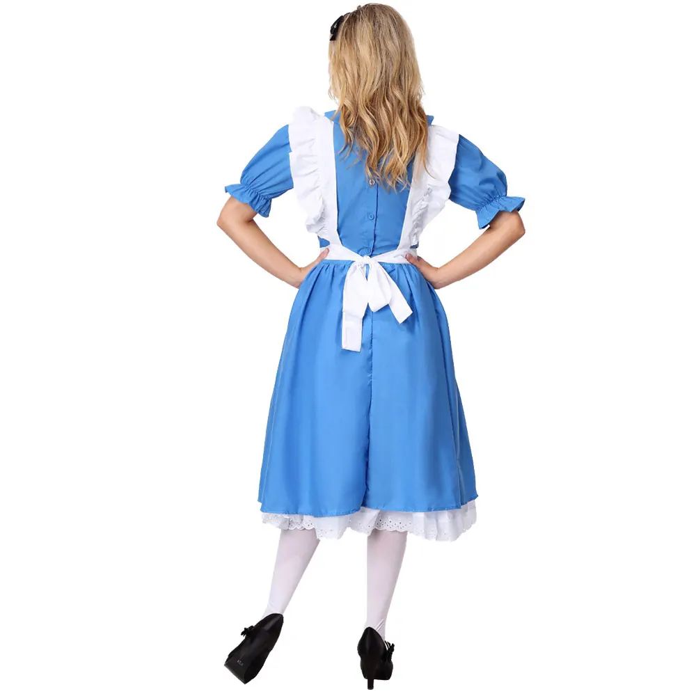 Halloween Party Dress Up Blue Maid Uniform COS Anime Costumes Alice in Wonderland Super Cute Maid Outfit Cosplay Dress