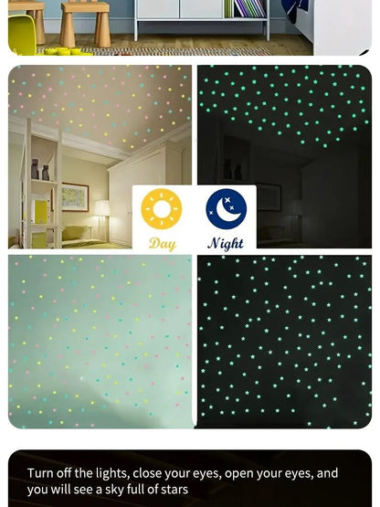 50/250Pcs Luminous Star Stickers Background Wall Decoration Bedroom Glow Stickers Fluorescent Stereo Wall Stickers Room Decor