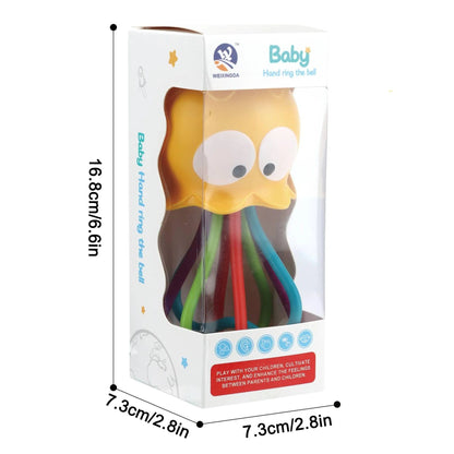 Jellyfish Grinding Gum Rocking Bell for Babies Aged 0-3 Years Old, Multifunctional Hand Grip, Water Boiling Toy Safe and Durable