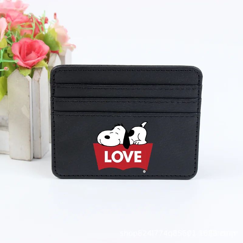 Snoopy Coin Purse Peanuts Anime Credit Card Holder Passport PU Wallet ID Cards Cover Case Bag Kids Men Woman Birthday Gift