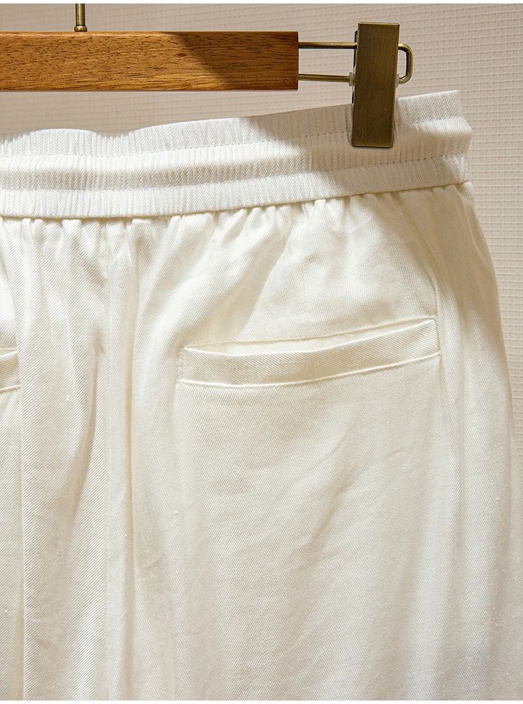 BC Summer Breathable Thin Linen Blended Loose Straight Elastic Waist Casual Shorts