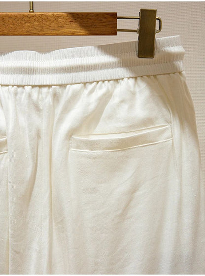 BC Summer Breathable Thin Linen Blended Loose Straight Elastic Waist Casual Shorts