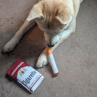 Brinquedos interativos engraçados de pelúcia para cães, design criativo de cigarro, brinquedo de mastigar que faz barulho para cães, o presente perfeito para cães brincarem
