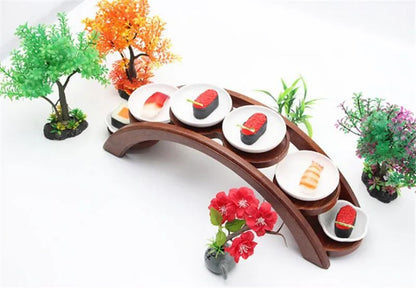Hotpot Arch Bridge Plate Sushi Bridge Boat Tableware Dessert Wooden Dim Sum Plate Sushi Tray Japanese Kitchen Bento  Sushi Plate