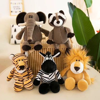 Brinquedos de Pelúcia de Animais da Selva Kawaii de 25CM, Cão, Zebra, Elefante, Leão, Raposa, Girafa, Brinquedos Infantis, Boneca, Presente de Aniversário