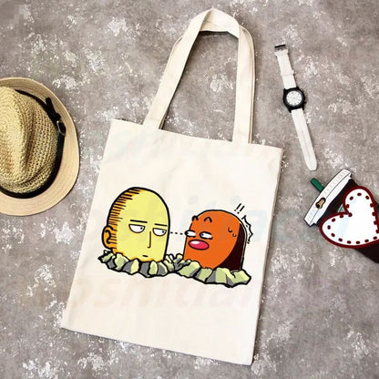 One Punch Man Shopping Bag Grocery Shopper Anime Genos Saitama Sensei Shopping Jute Bag Cotton Bag Jute