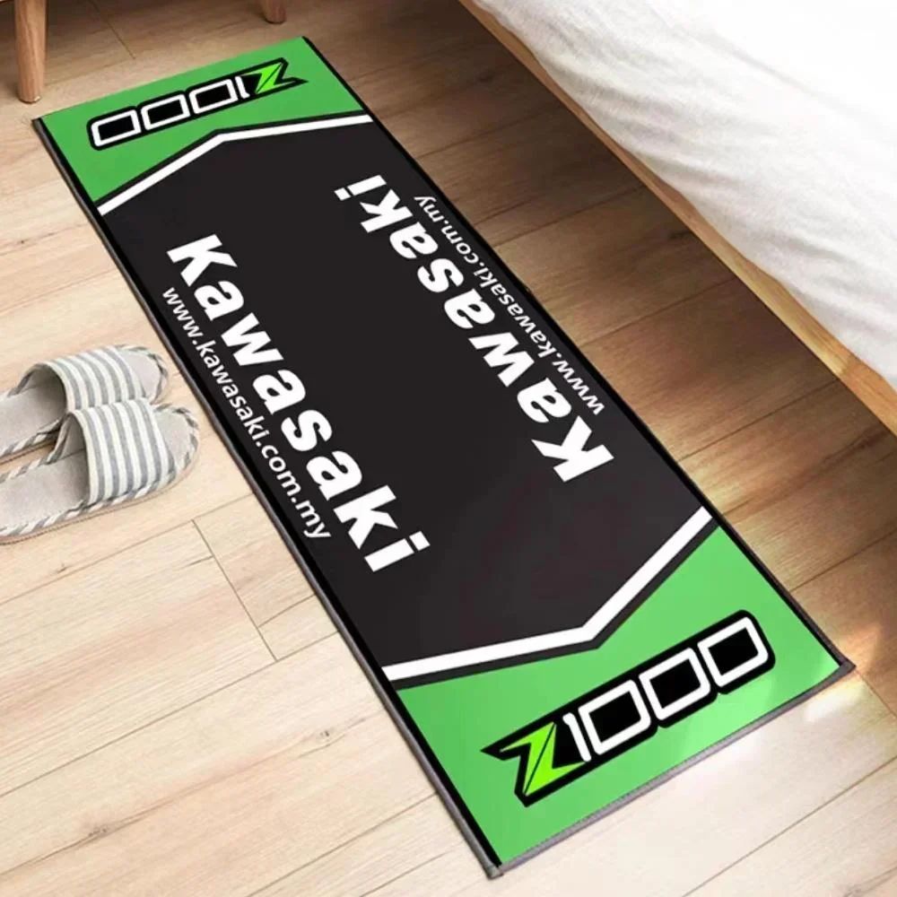 Garage Mat Motorcycle Carpet Racing Cool Moto Display Kawasaki Carpet for Kawasaki Motorcycle Area Rug Anti-slip Floor Decor Rug