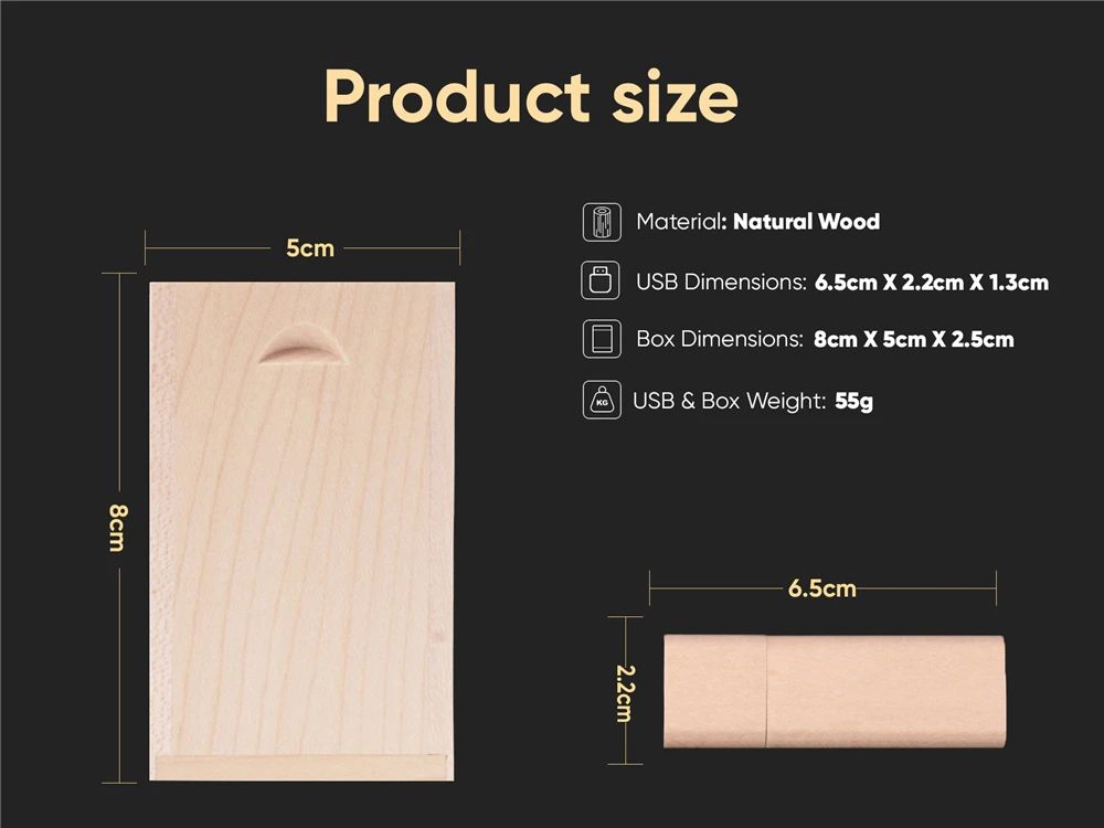 10PCS/LOT Wooden USB Flash Drive 128GB Pen Drive 64GB 32GB 4GB Memory Stick Wooden Box Free Custom Logo Creative Business Gifts