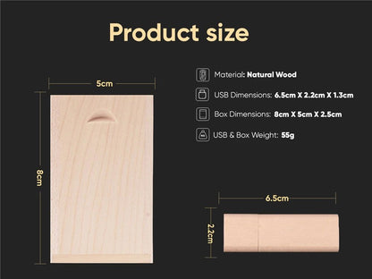 10PCS/LOT Wooden USB Flash Drive 128GB Pen Drive 64GB 32GB 4GB Memory Stick Wooden Box Free Custom Logo Creative Business Gifts