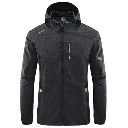 Men's UPF 50+ UV Protection Windbreaker Quick Dry Jacket Outdoor Sun-Protective Thin Hiking Fishing Cycling Hooded Sport Light