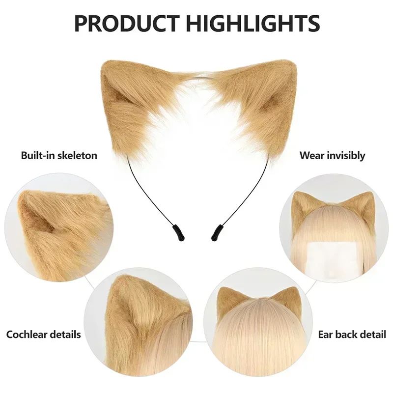 Costume Set Fox Tail Ears Gloves Artificial Fur Boot Covers Cosplay Halloween Prop Adult Women Men Unisex