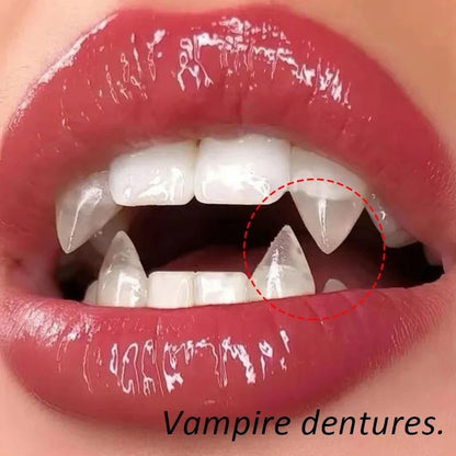 1-5pcs Vampire Teeth Fangs Dentures Props Halloween Costume Props False Teeth Solid Glue Denture Adhesive Halloween Party Decor