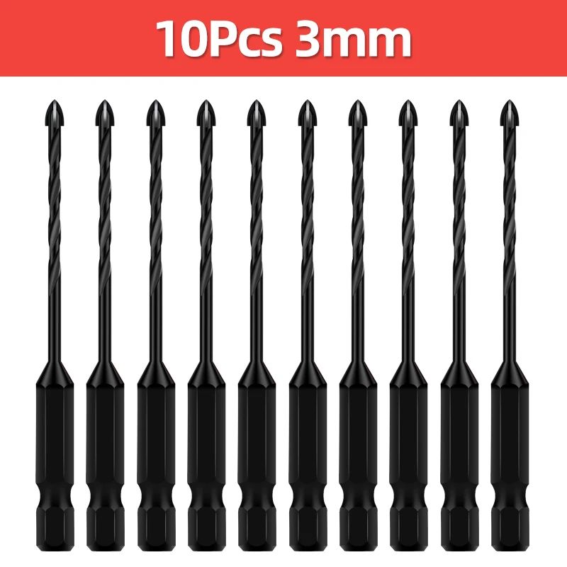 Cross Hex Tile Drill Bit For Glass Concrete Ceramic Tile Hole Opener Tunsten Carbide Hard Alloy Bits Set Tools 3 4 5 6 8 10 12mm