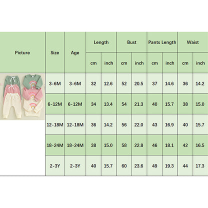 Pudcoco Infant 2PCS Baby Girls Fall Outfits Long Sleeve Rainbow Print Sweatshirt + Pants Set Toddler Clothes 3M-3T