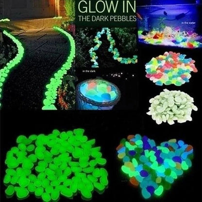 500pcs Luminous Stones Glow In The Dark Pebbles Glowing Stones Outdoor Walkways Home Garden Yard Decor Fish Tank Pebble Rocks